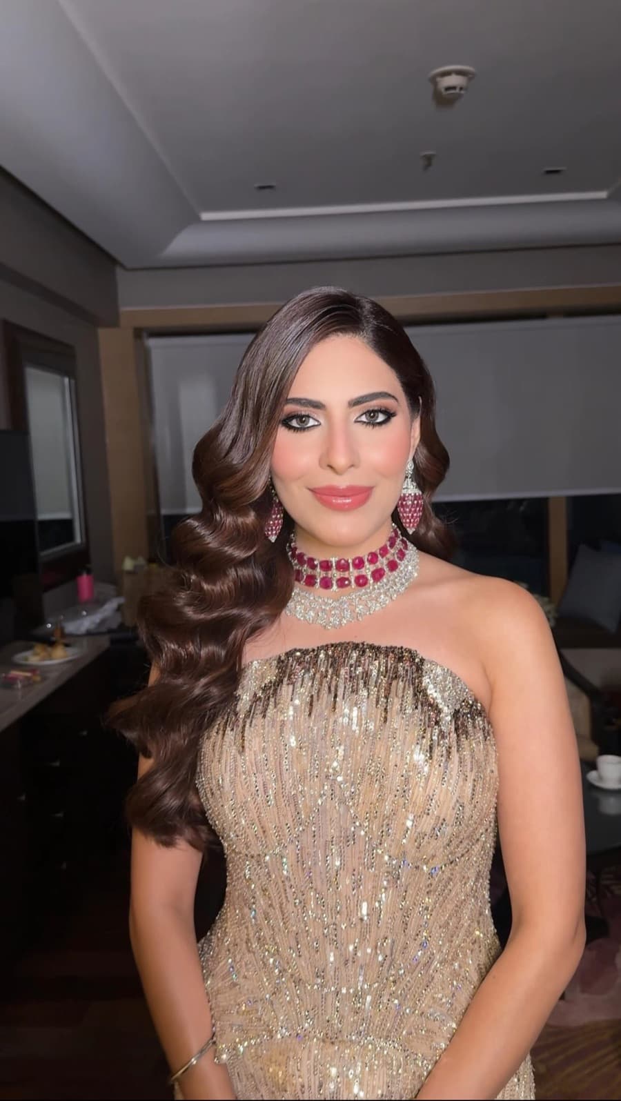 Soft glamour look by Sneha Chowdhary — fresh, luminous skin with quiet drama